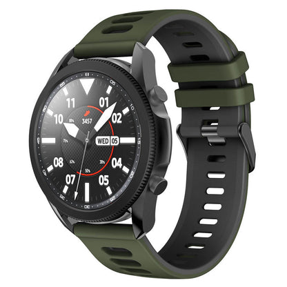 For Samsung Galaxy Watch3 45mm / Huawei Watch 3 / Garmin Forerunner 255 / Apex 46mm Dual-Color Silicone Watch Band 22mm Sport Strap Replacement