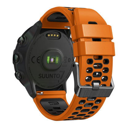 For Suunto 7 / 9 / 9 Baro Dual-color Silicone Watch Band 24mm Multi-hole Design Quick Release Wristband Strap