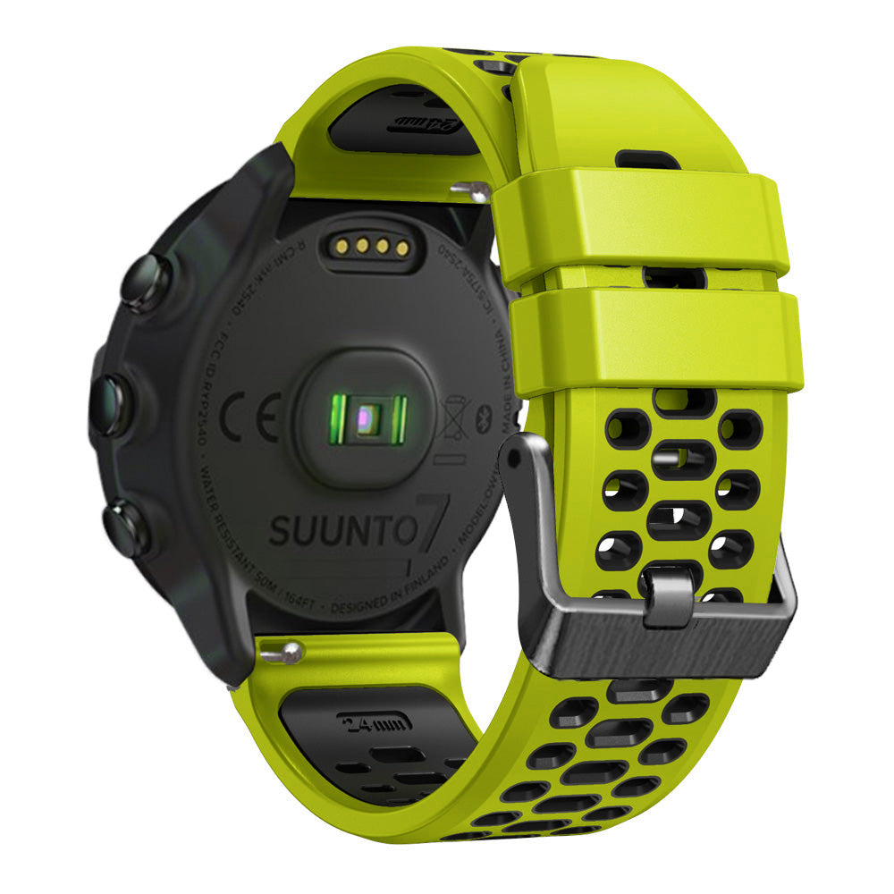 For Suunto 7 / 9 / 9 Baro Dual-color Silicone Watch Band 24mm Multi-hole Design Quick Release Wristband Strap