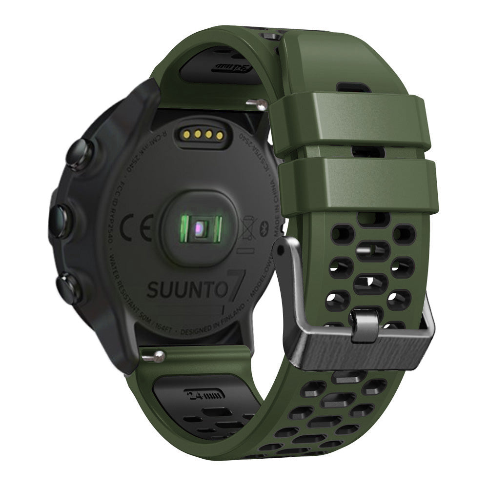 For Suunto 7 / 9 / 9 Baro Dual-color Silicone Watch Band 24mm Multi-hole Design Quick Release Wristband Strap