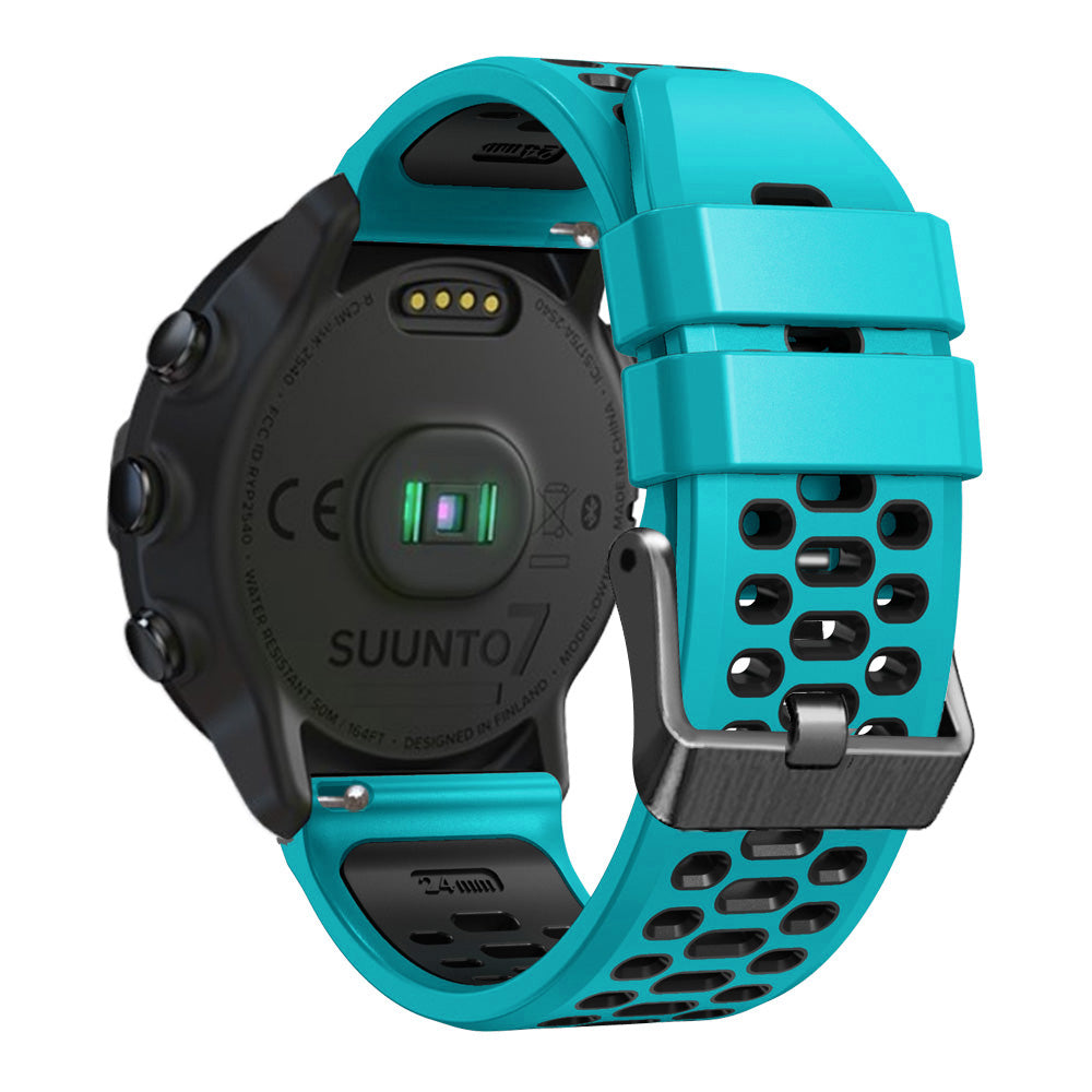 For Suunto 7 / 9 / 9 Baro Dual-color Silicone Watch Band 24mm Multi-hole Design Quick Release Wristband Strap