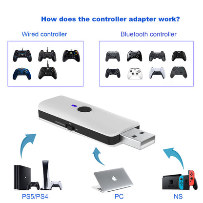 JYS P5119 Bluetooth+Wired Joystick Gamepad Converter for PS5/PS4/PS3/PC Gaming Controller Adapter