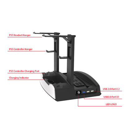 JYS-P5122 Multifunctional Charger Stand Cooling Fan Base for PS5 Game Console