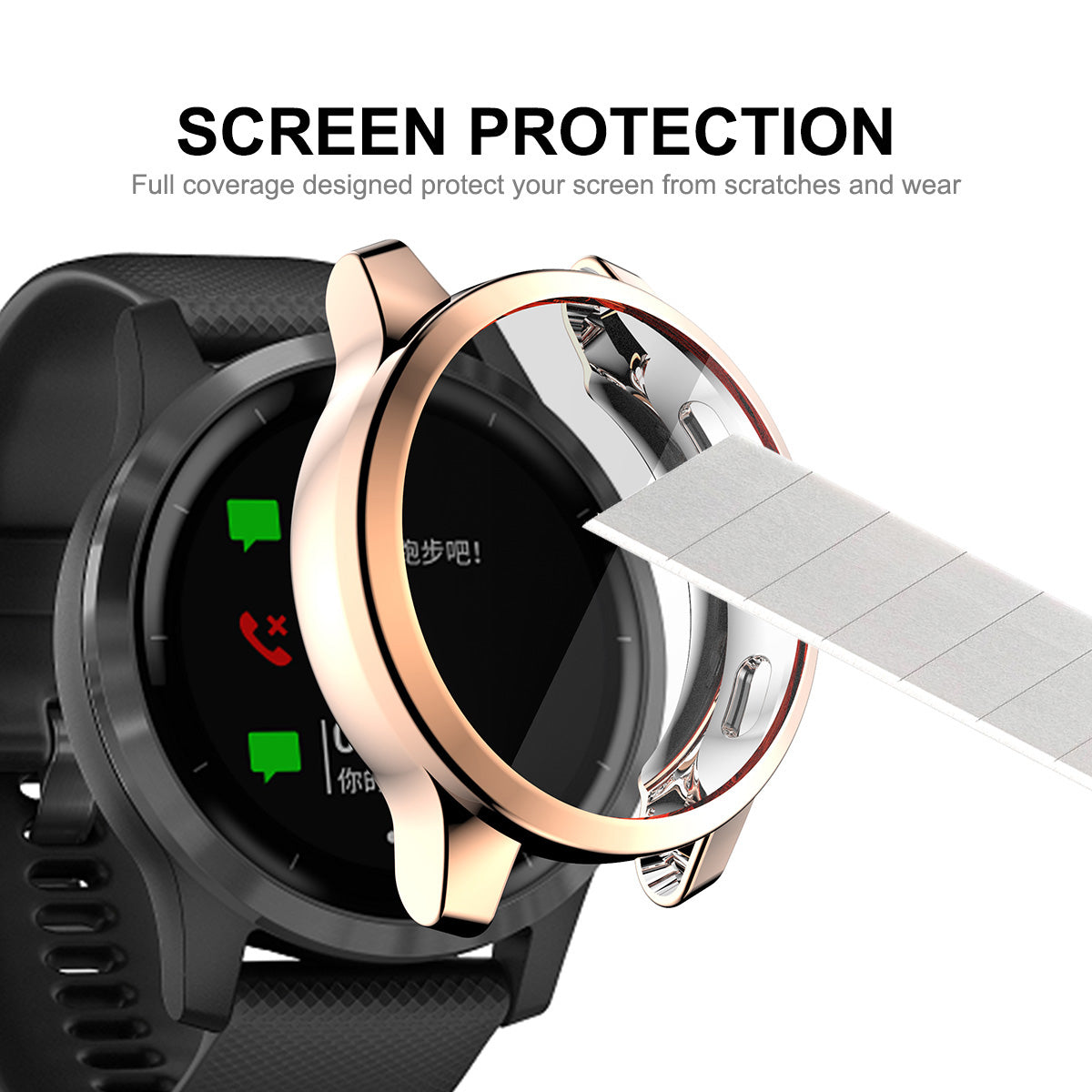 HAT PRINCE Electroplated All-wrapped TPU Protective Watch Case Cover for Garmin Venu 2S 40mm / Vivoactive 4S 40mm