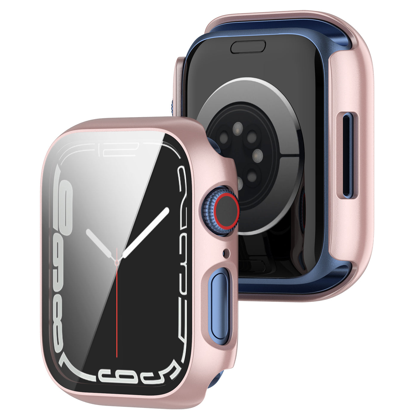 2 in 1 Full Protection Scratch Resistant Hard PC Case with Tempered Glass Screen Cover for Apple Watch Series 7 45mm / Series 8 45mm