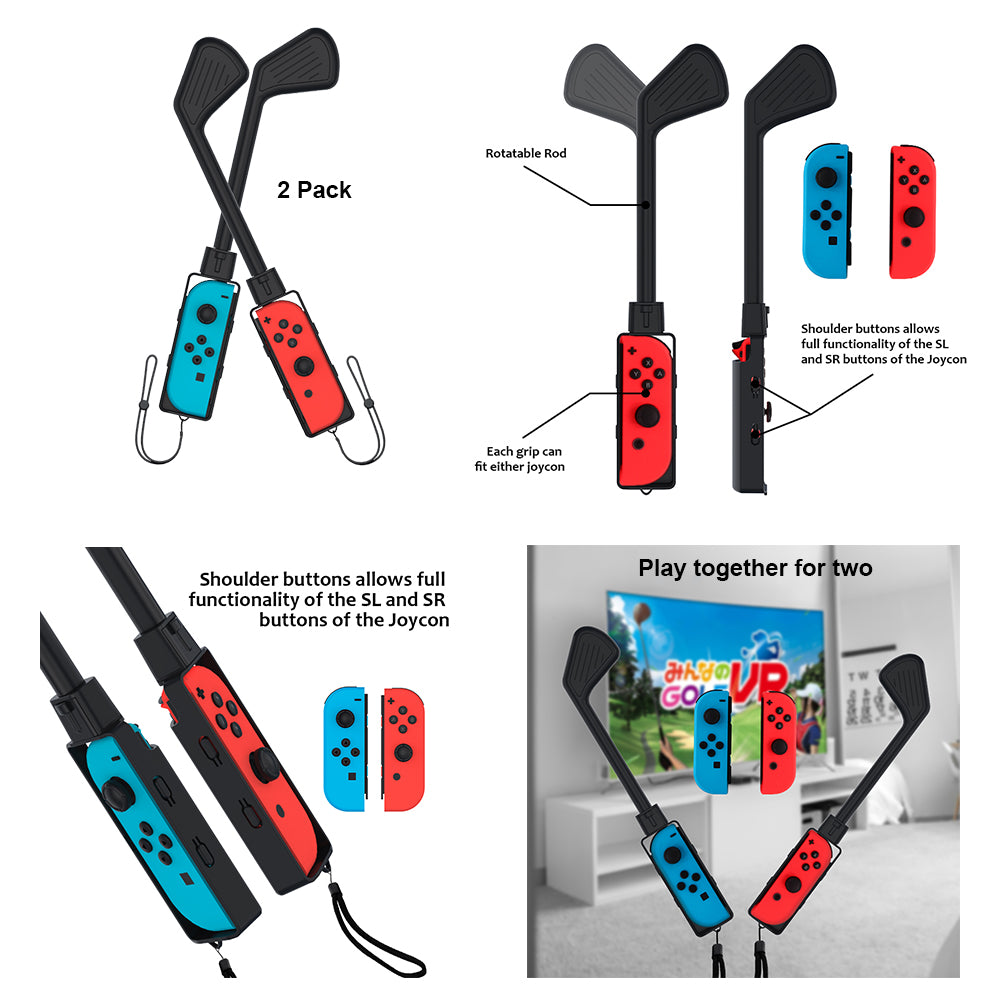 JYS JYS-NS215 10-in-1 Motion Control Grips Holder Golf Clubs Wrist Dance Band Handle Leg Strap Tennis Racket Game Accessories Set for Nintendo Switch