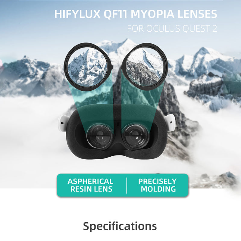 HIFYLUX QF11 1 Pair -4.0D Aspherical Resin Glasses Lenses Myopia Lenses VR Glasses Accessories for Oculus Quest 2