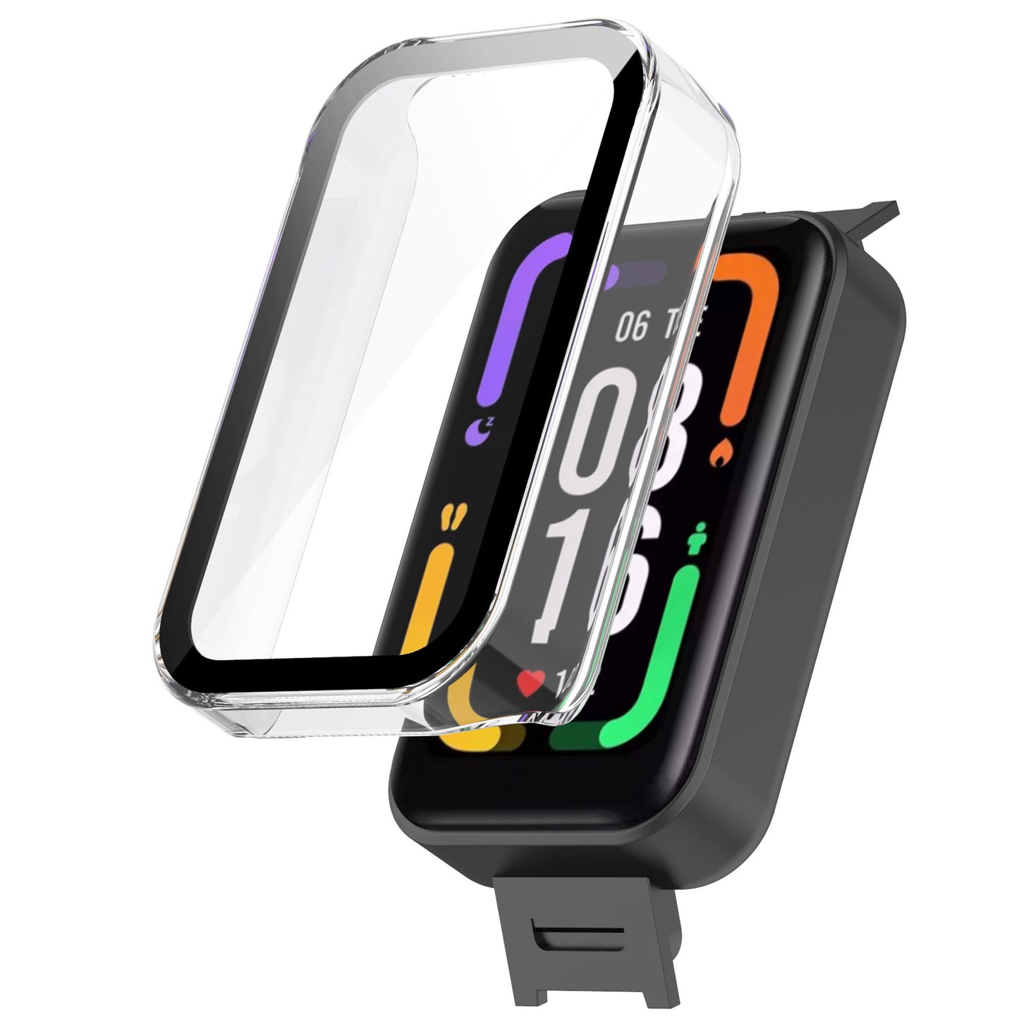 Built-in with Tempered Glass Screen Protector Anti-drop PC Watch Case for Xiaomi Redmi Smart Band Pro