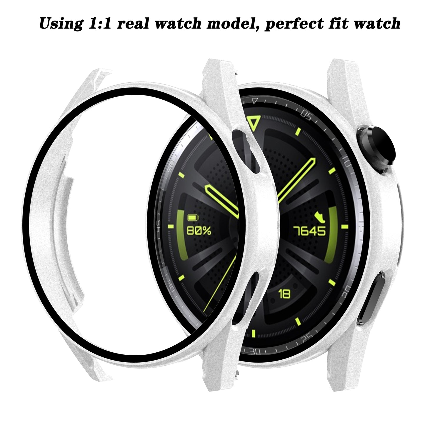 Electroplating Frosted Anti-drop Watch Case Frame with Tempered Glass Screen Protective Film for Huawei Watch GT 3 42mm