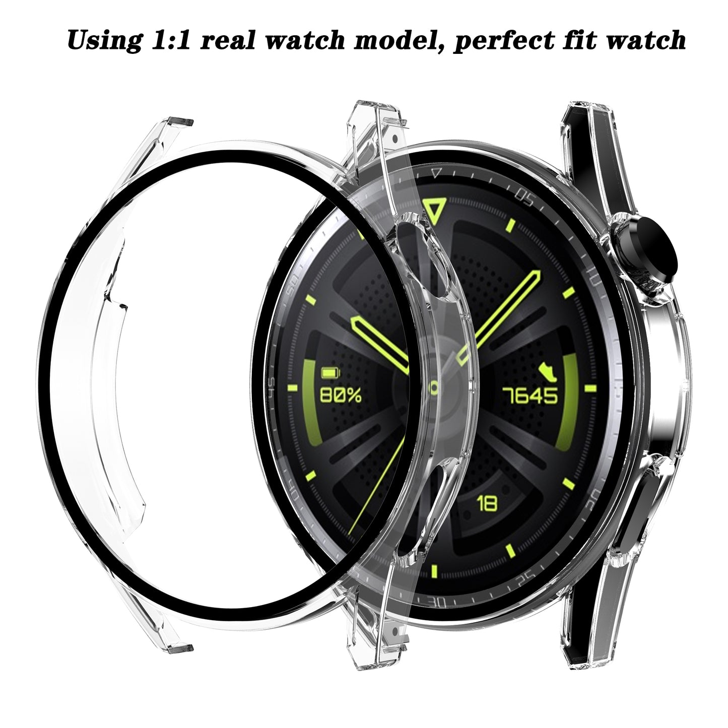 Electroplating Frosted Anti-drop Watch Case Frame with Tempered Glass Screen Protective Film for Huawei Watch GT 3 42mm