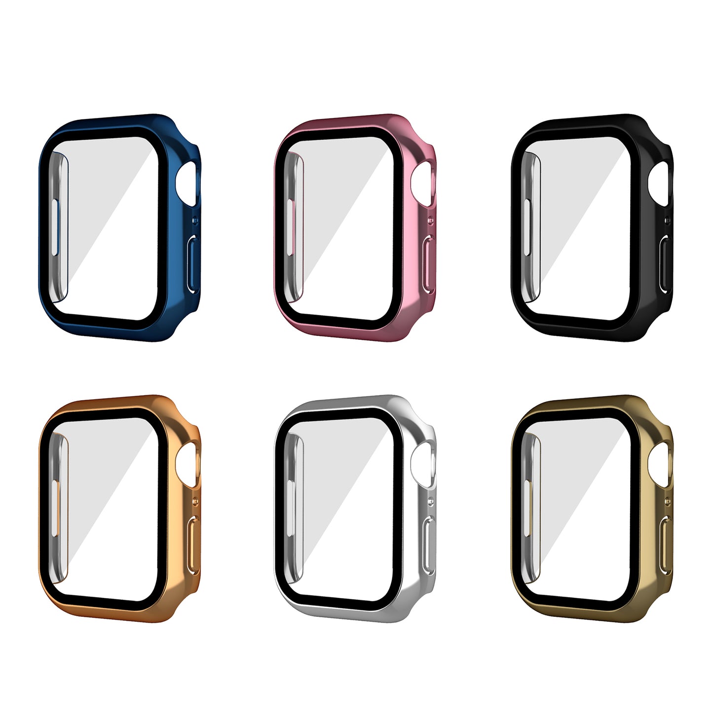 PC Watch Case for Apple Watch Series 7 45mm / Series 8 45mm, Well-protected Electroplating Watch Cover with Tempered Glass Screen Protector