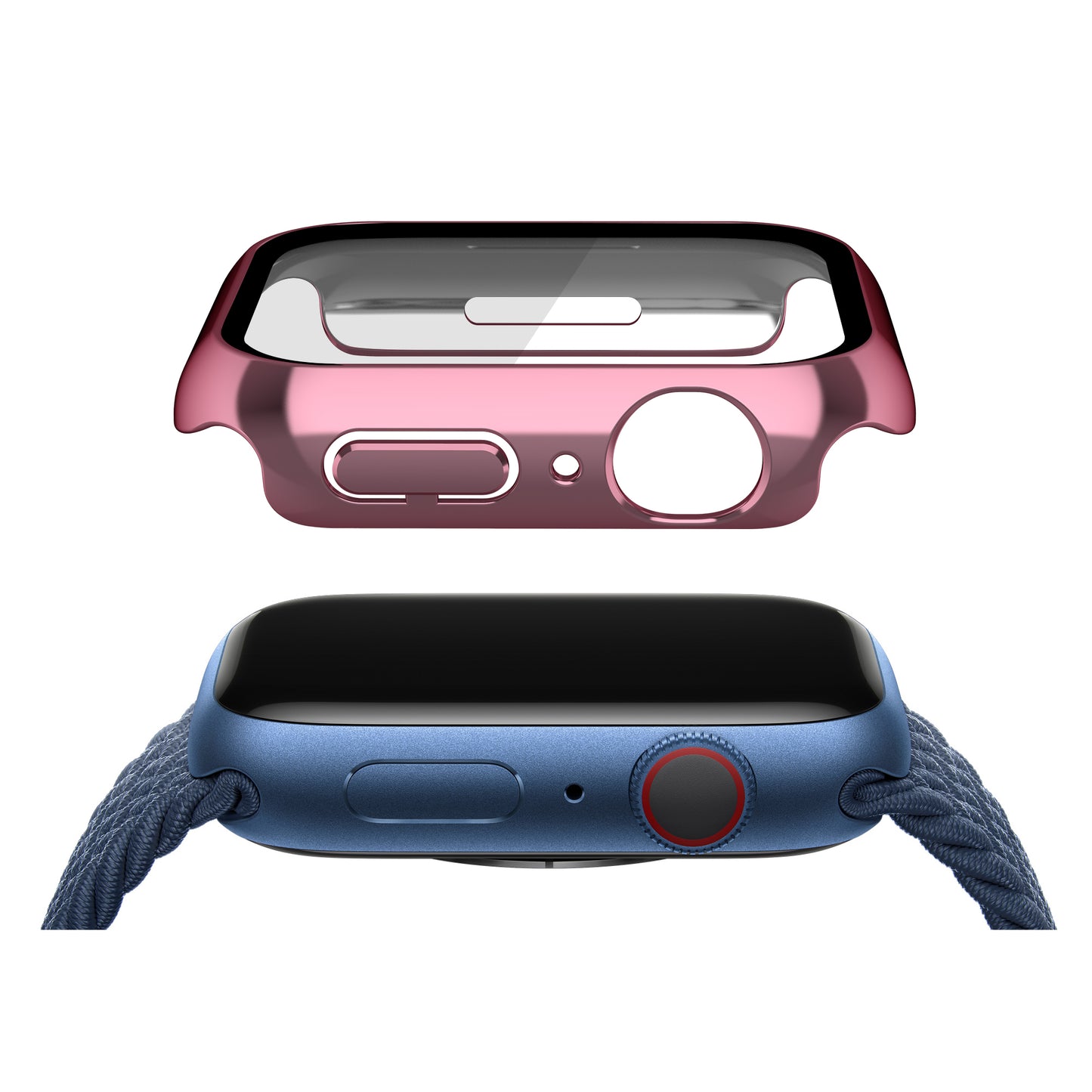 PC Watch Case for Apple Watch Series 7 45mm / Series 8 45mm, Well-protected Electroplating Watch Cover with Tempered Glass Screen Protector