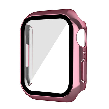 PC Watch Case for Apple Watch Series 7 45mm / Series 8 45mm, Well-protected Electroplating Watch Cover with Tempered Glass Screen Protector