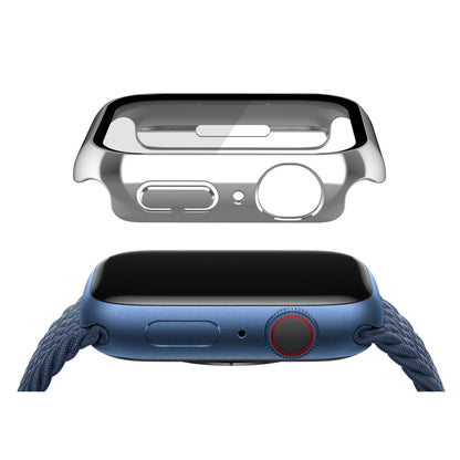 Electroplating PC Watch Case for Apple Watch Series 7 / 8 41mm, Anti-fall Watch Cover with Tempered Glass Screen Protector