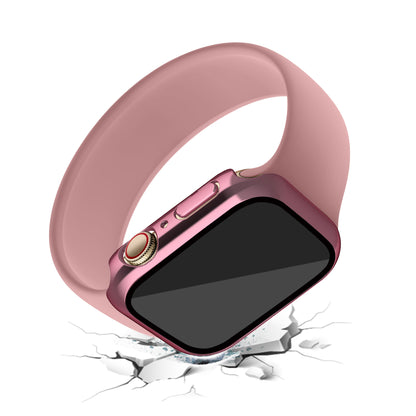 Electroplating PC Watch Case for Apple Watch Series 7 / 8 41mm, Anti-fall Watch Cover with Tempered Glass Screen Protector