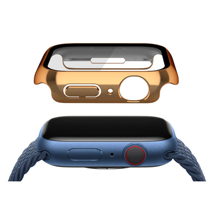 Electroplating PC Watch Case for Apple Watch Series 7 / 8 41mm, Anti-fall Watch Cover with Tempered Glass Screen Protector