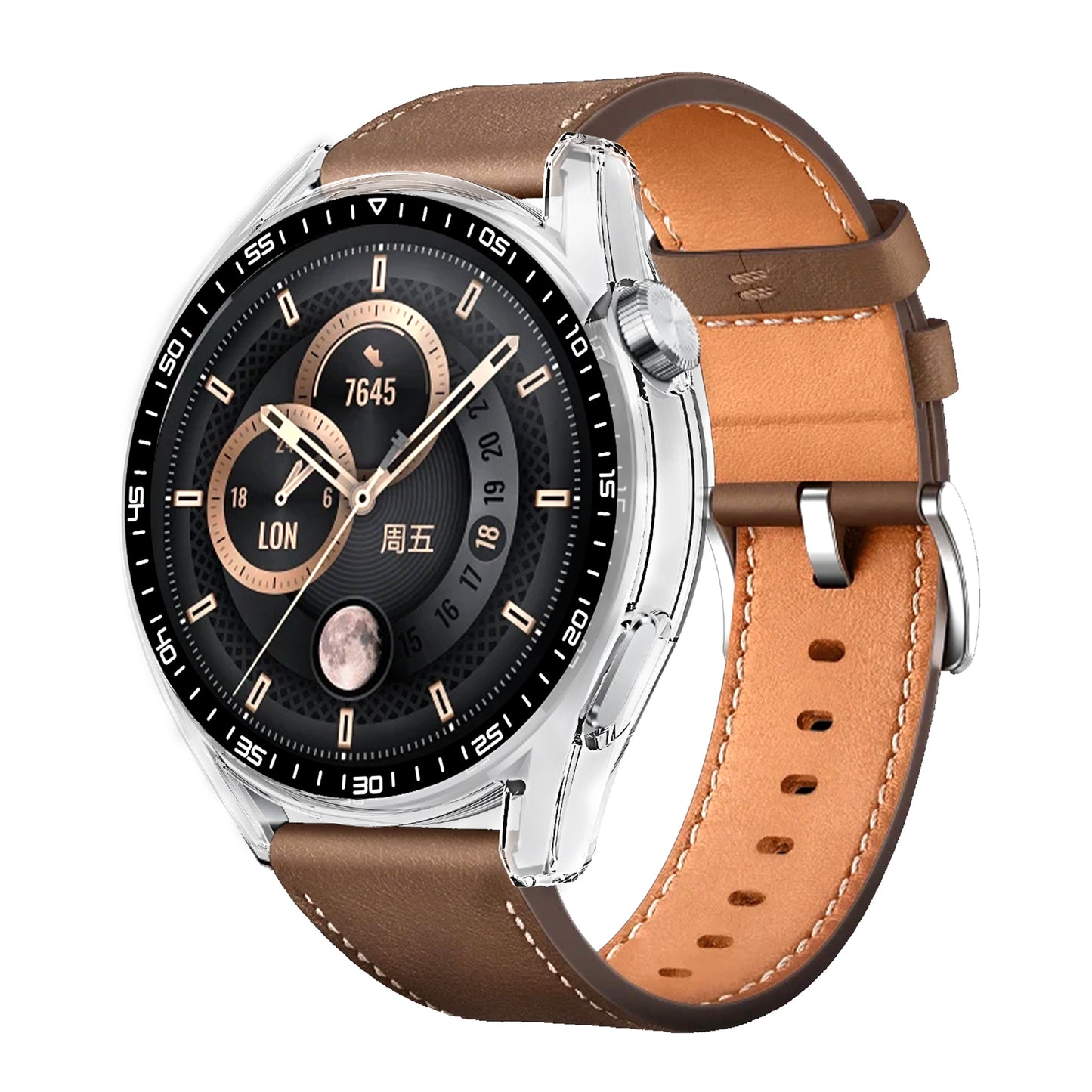 For Huawei Watch GT3 46mm Shockproof Hard PC Frame Protective Shell with Anti-Scratch HD Tempered Glass Screen Protector