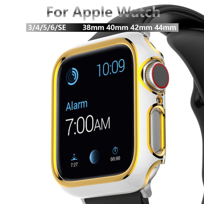 For Apple Watch Series 4 / 5 / 6 44mm / SE 44mm / SE (2022) 44mm Stylish Dual Color Watch Case PC Electroplating Anti-scratch Half Protective Cover