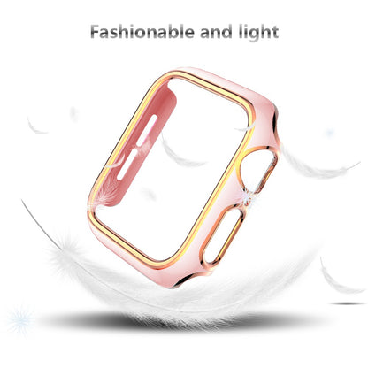 For Apple Watch Series 4 / 5 / 6 44mm / SE 44mm / SE (2022) 44mm Stylish Dual Color Watch Case PC Electroplating Anti-scratch Half Protective Cover