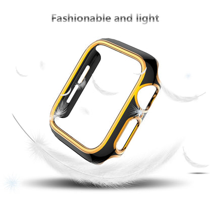 For Apple Watch Series 4 / 5 / 6 44mm / SE 44mm / SE (2022) 44mm Stylish Dual Color Watch Case PC Electroplating Anti-scratch Half Protective Cover