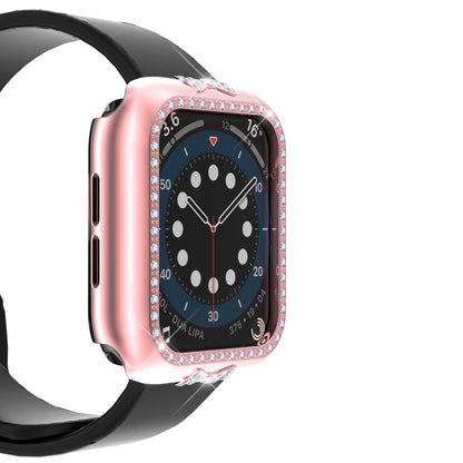 For Apple Watch Series 4 / 5 / 6 40mm / SE / SE (2022) 40mm Smart Watch Half Case Bowknot Rhinestones Hard PC Protective Cover