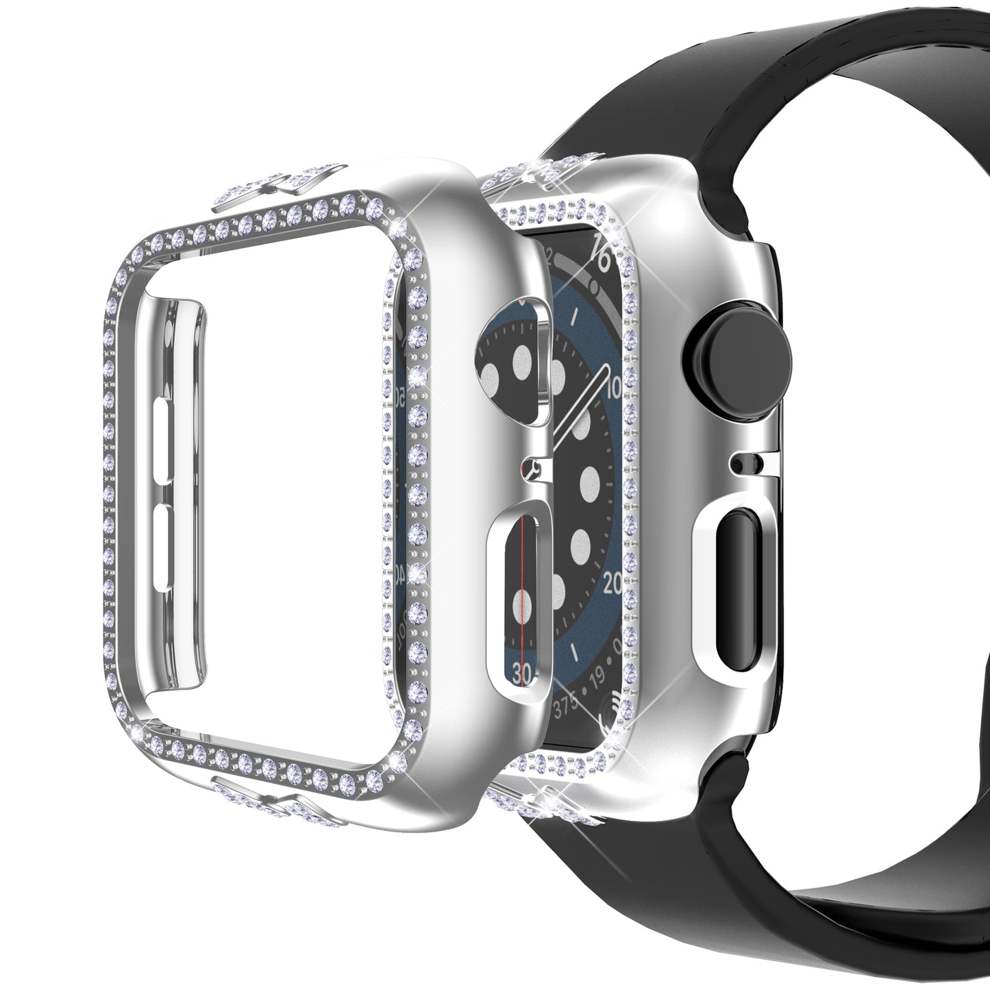 For Apple Watch Series 4 / 5 / 6 40mm / SE / SE (2022) 40mm Smart Watch Half Case Bowknot Rhinestones Hard PC Protective Cover