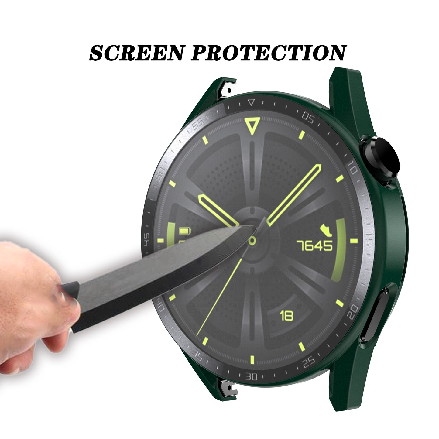 For Huawei Watch GT 3 46mm Hard PC Matte Smart Watch Case+HD Tempered Glass Dial Plate Design Screen Protector