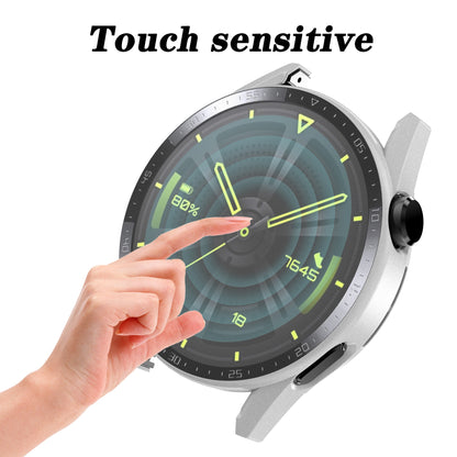 For Huawei Watch GT 3 46mm Hard PC Matte Smart Watch Case+HD Tempered Glass Dial Plate Design Screen Protector