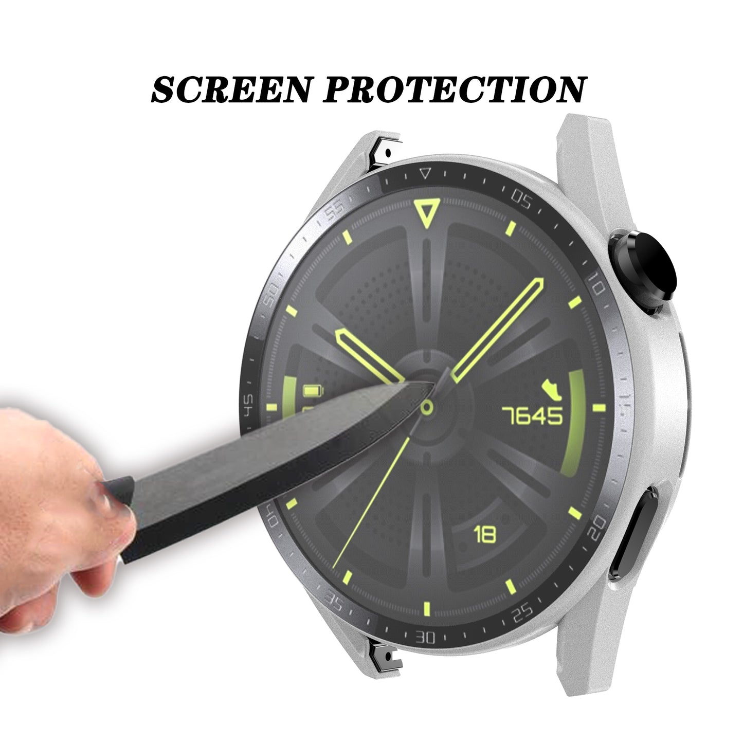 For Huawei Watch GT 3 46mm Hard PC Matte Smart Watch Case+HD Tempered Glass Dial Plate Design Screen Protector