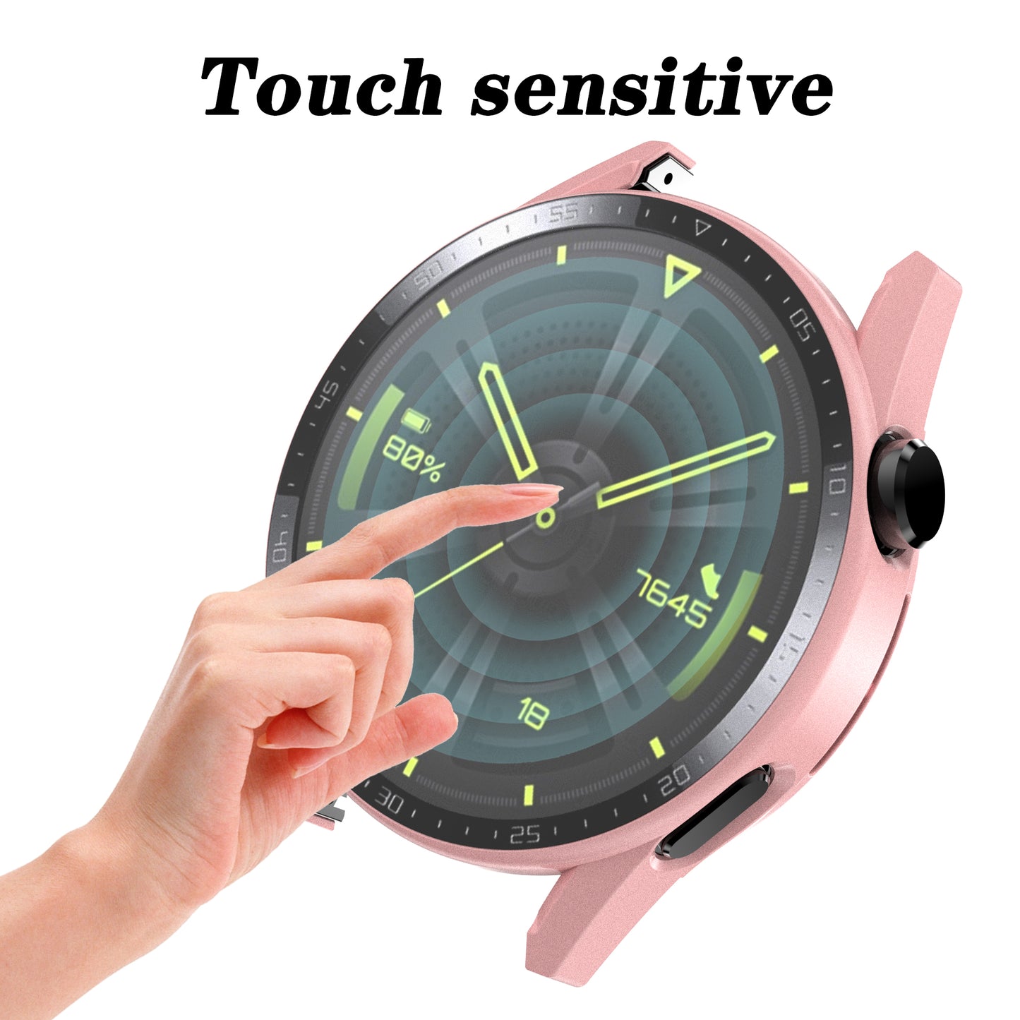 For Huawei Watch GT 3 46mm Hard PC Matte Smart Watch Case+HD Tempered Glass Dial Plate Design Screen Protector