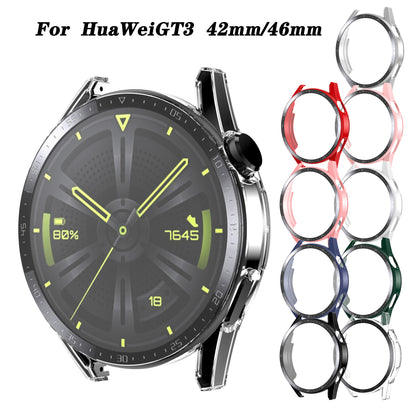 For Huawei Watch GT 3 46mm Hard PC Matte Smart Watch Case+HD Tempered Glass Dial Plate Design Screen Protector