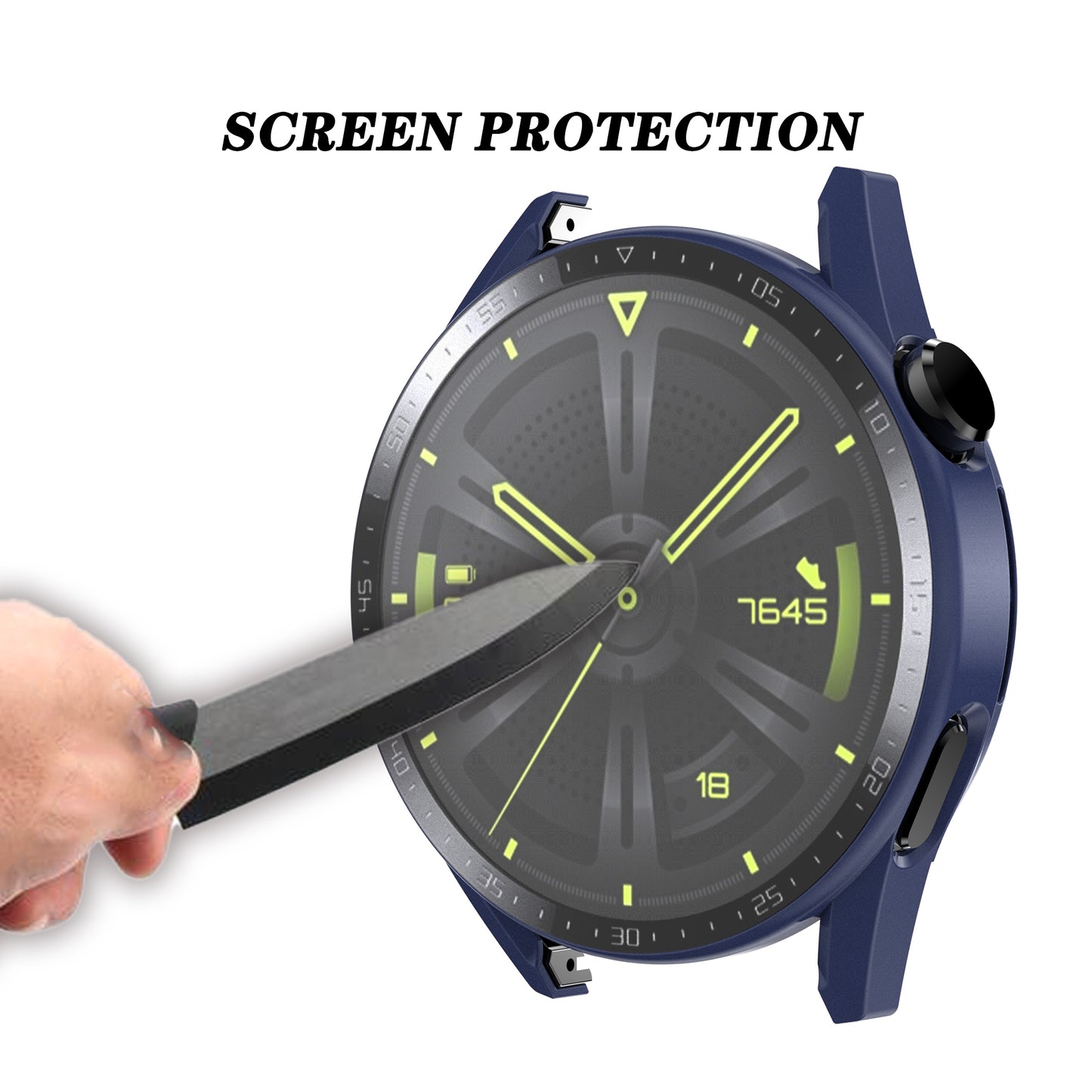 For Huawei Watch GT 3 46mm Hard PC Matte Smart Watch Case+HD Tempered Glass Dial Plate Design Screen Protector