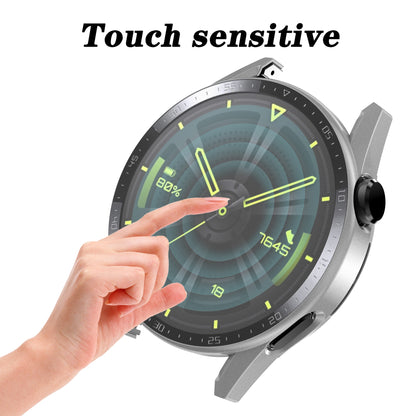 For Huawei Watch GT 3 46mm Hard PC Matte Smart Watch Case+HD Tempered Glass Dial Plate Design Screen Protector