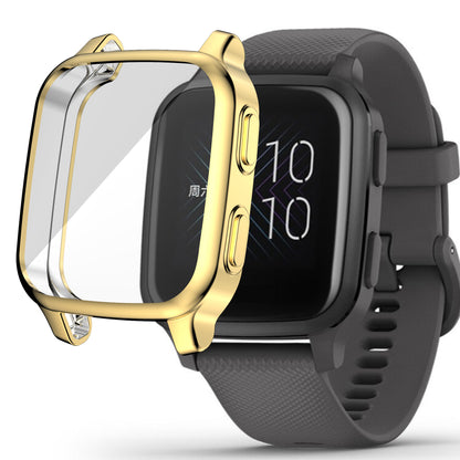 For Garmin Venu Sq Soft TPU Electroplated Frame Watch Case Full Protection Screen Protector Cover