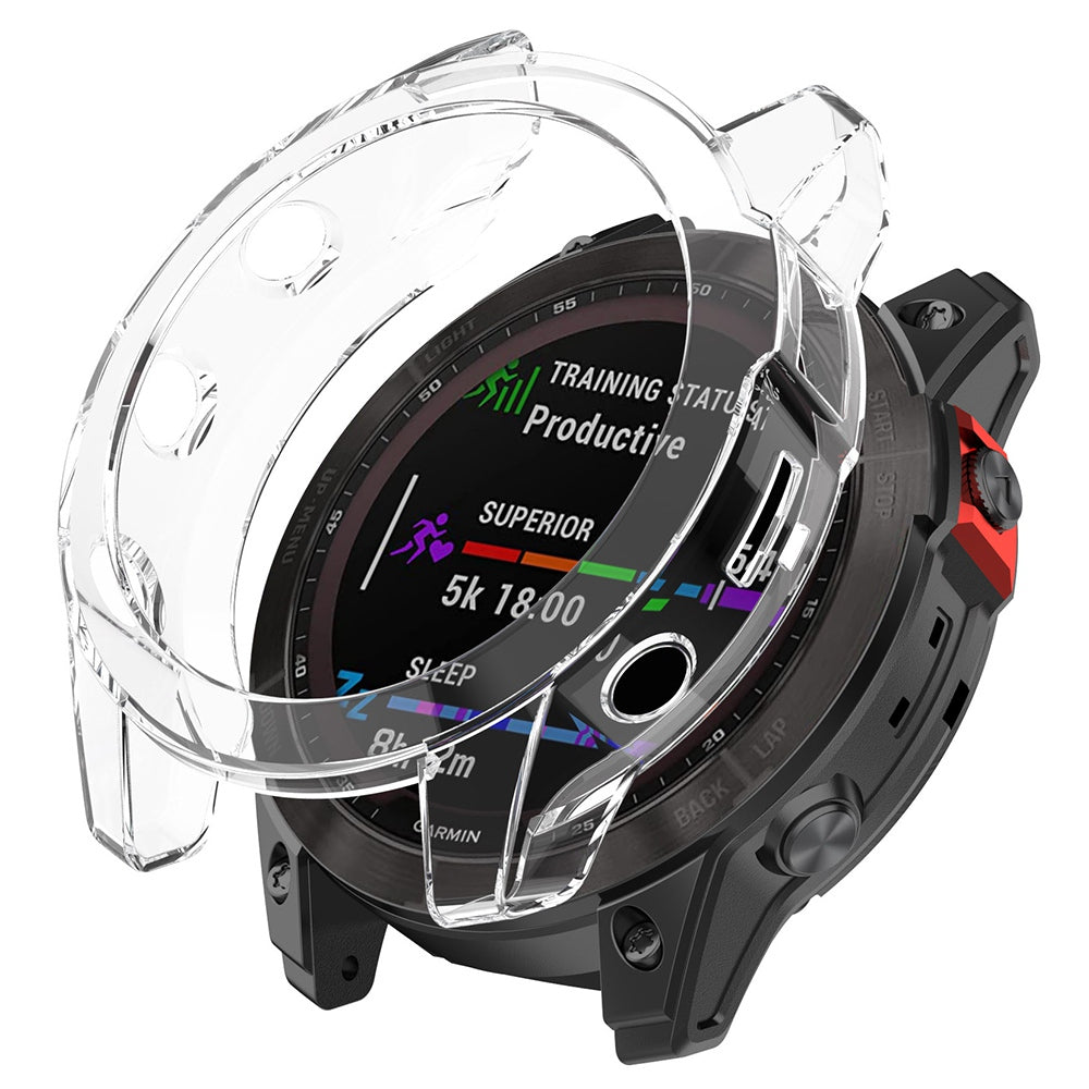 For Garmin Fenix 7 Watch Case Anti-scratch Transparent Soft TPU Protective Cover