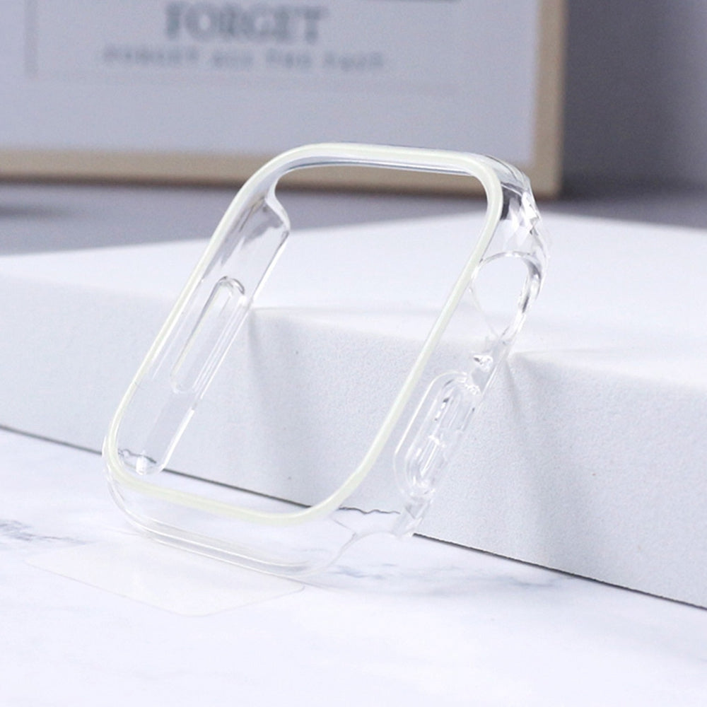 For Apple Watch Series 7 / 8 41mm Luminous Hard PC Bumper Case Hollow-out Clear Protective Cover Frame