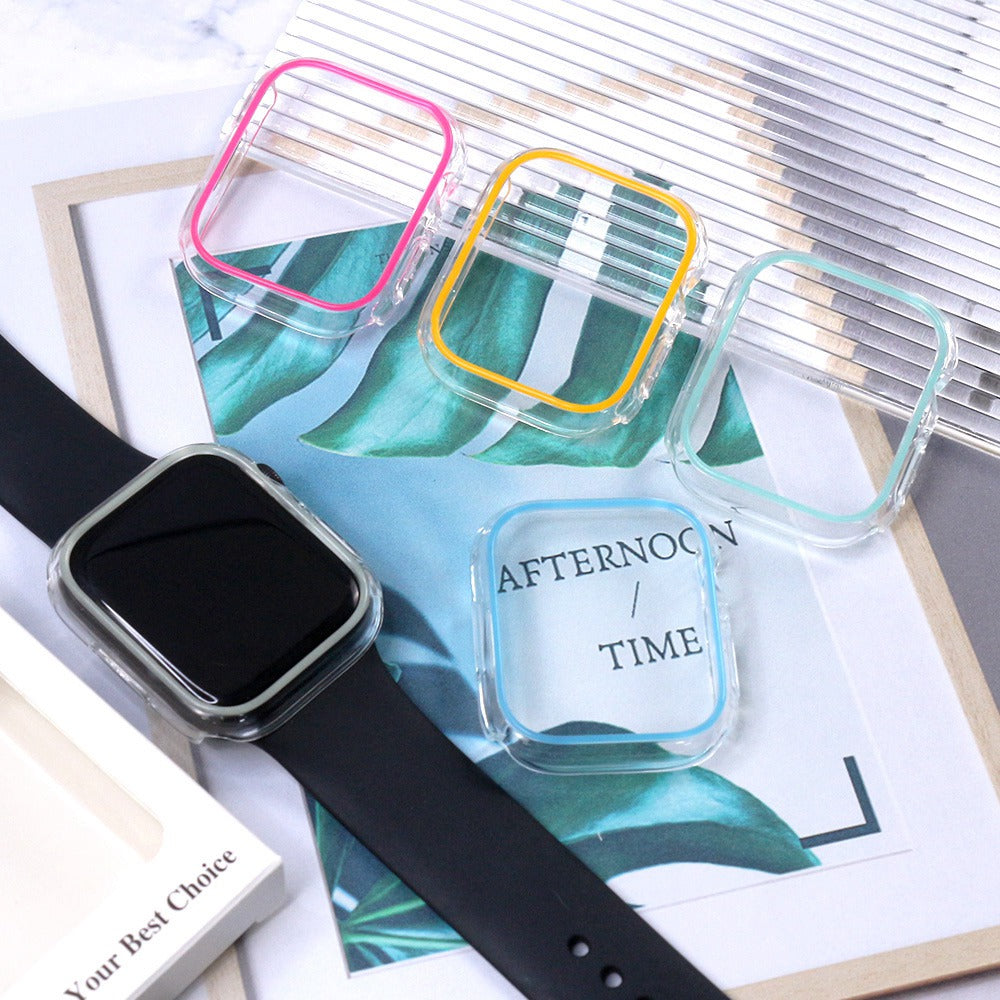 For Apple Watch Series 7 / 8 41mm Luminous Hard PC Bumper Case Hollow-out Clear Protective Cover Frame