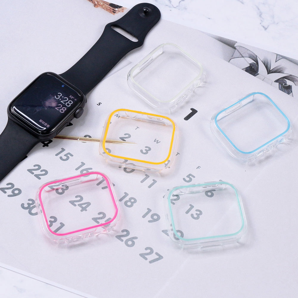 For Apple Watch Series 7 / 8 41mm Luminous Hard PC Bumper Case Hollow-out Clear Protective Cover Frame