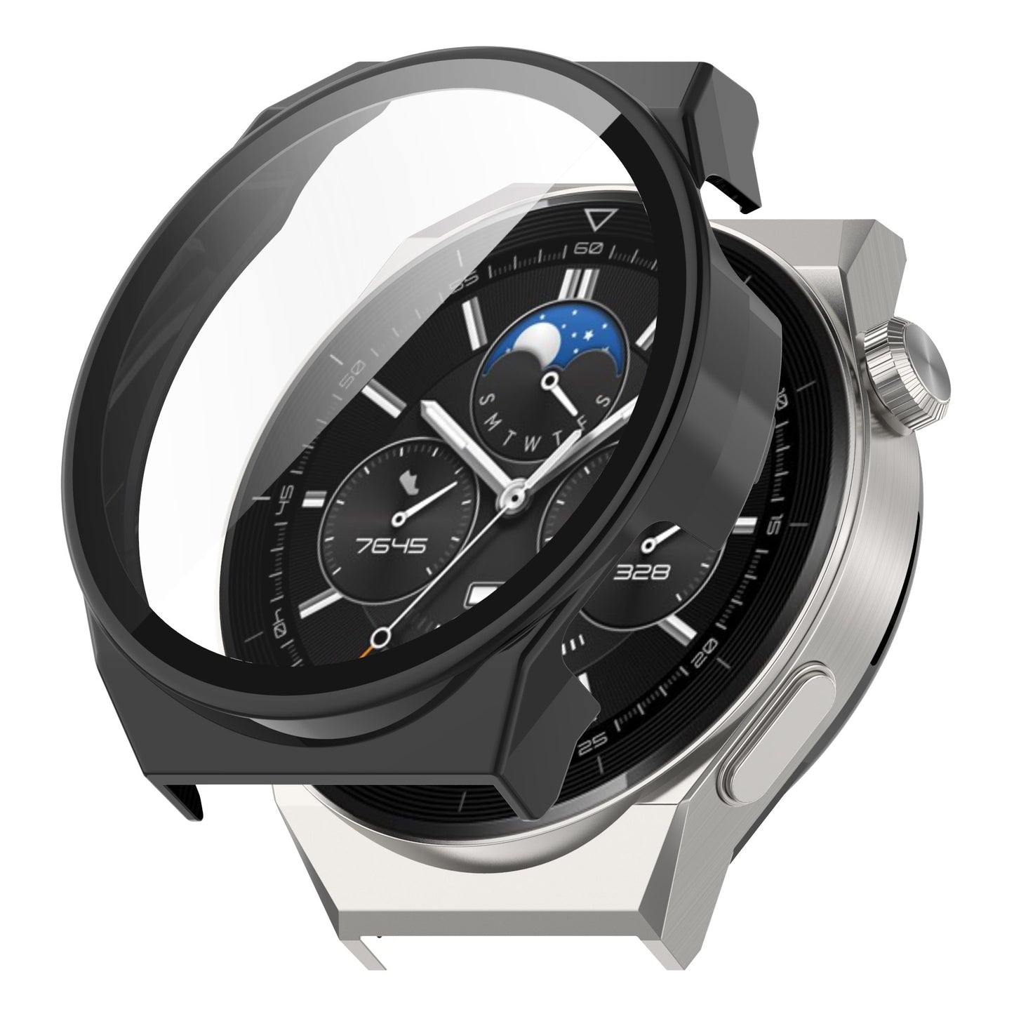 For Huawei Watch GT 3 Pro 46mm Anti-drop Hard PC Watch Case Cover with Tempered Glass Screen Protector