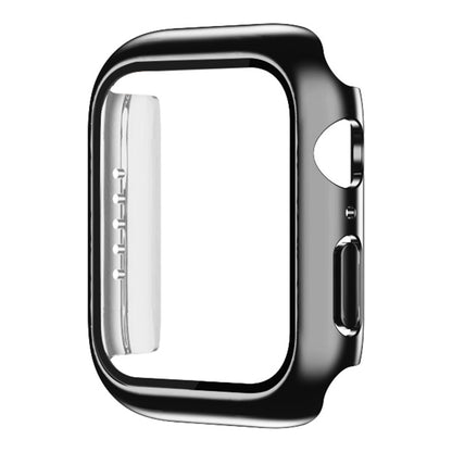 For Apple Watch Series 7 45mm / Series 8 45mm Tempered Glass Film Watch Case Dustproof Button Cover Electroplating PC Shell