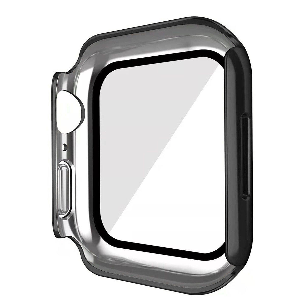 For Apple Watch Series 7 45mm / Series 8 45mm Tempered Glass Film Watch Case Dustproof Button Cover Electroplating PC Shell