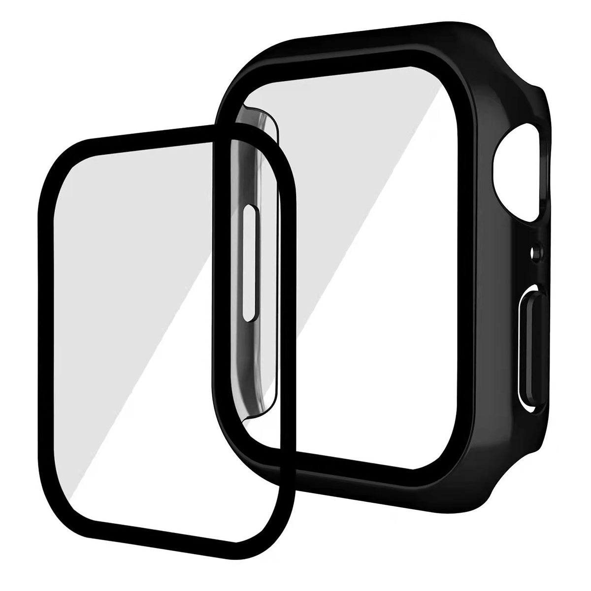 For Apple Watch Series 7 45mm / Series 8 45mm Tempered Glass Film Watch Case Dustproof Button Cover Electroplating PC Shell