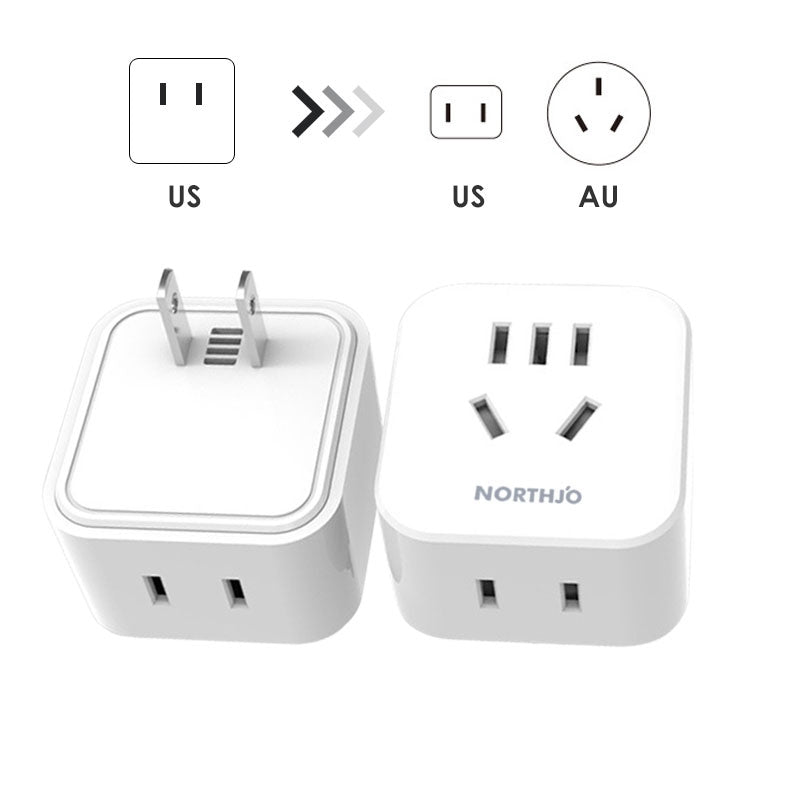 NORTHJO US/Japanese to US/Japanese/AU Plug Mini Adapter Travel Converter Socket
