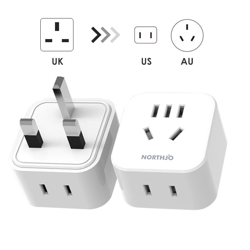 NORTHJO Mini Size Travel Adapter Plug Socket UK Plug to US/AU/Japanese Plug