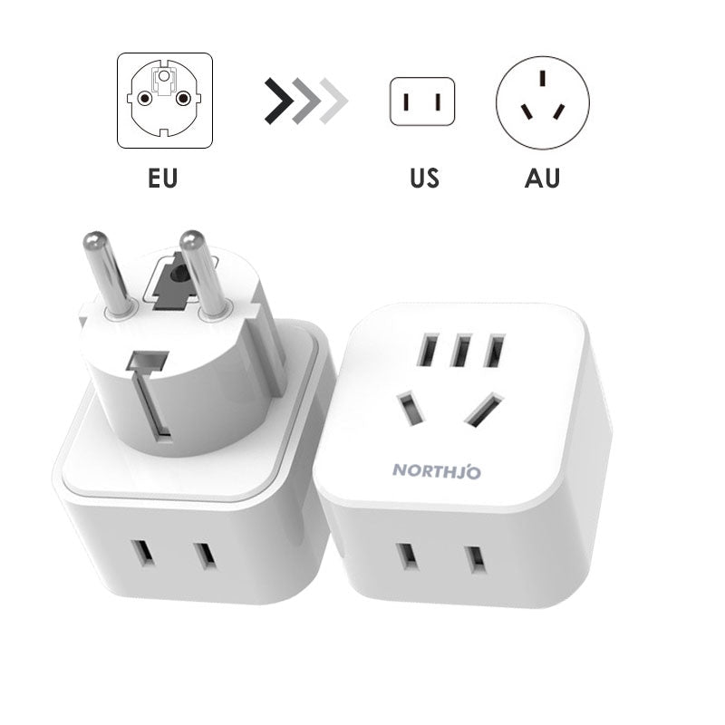 NORTHJO EU Plug DIN to US/AU/Japanese Plug Mini Size Travel Adapter Plug Socket