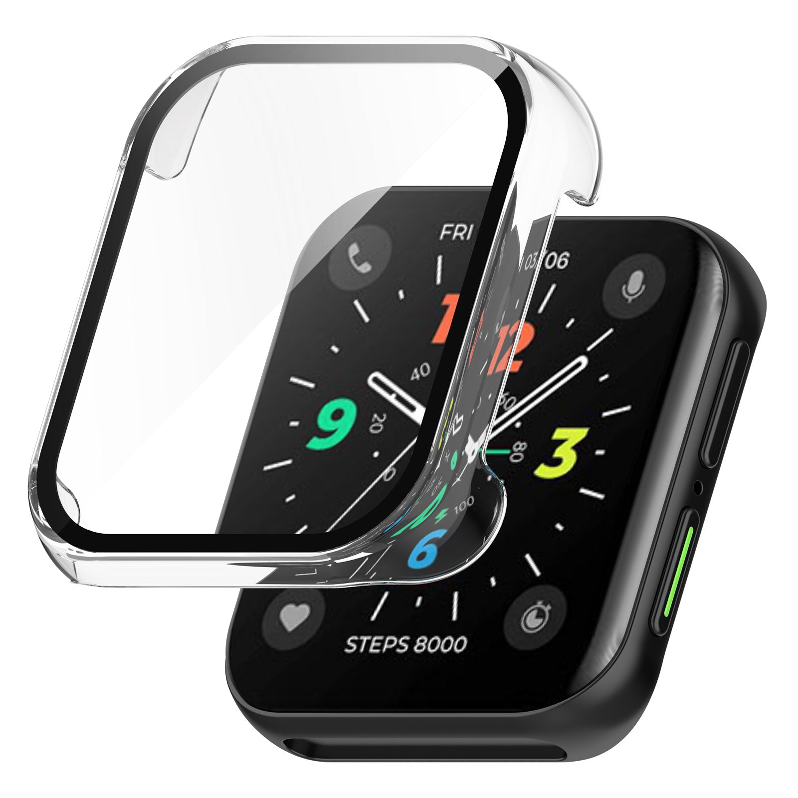 For Oppo Watch 2 46mm Anti-scratch PC Watch Case with Tempered Glass Screen Protector Full Protection Cover