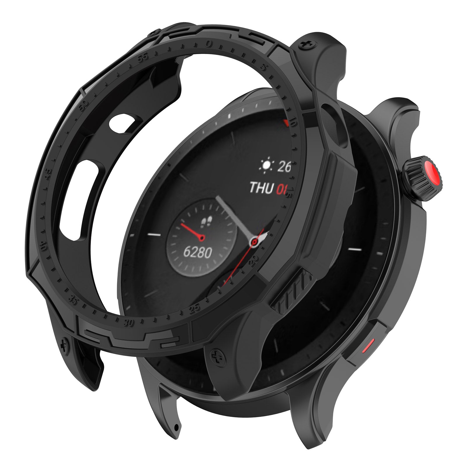 For Huami Amazfit GTR 4 46mm Rugged Protective Case Soft TPU Half Protective Bumper Frame Cover with Dial Plate