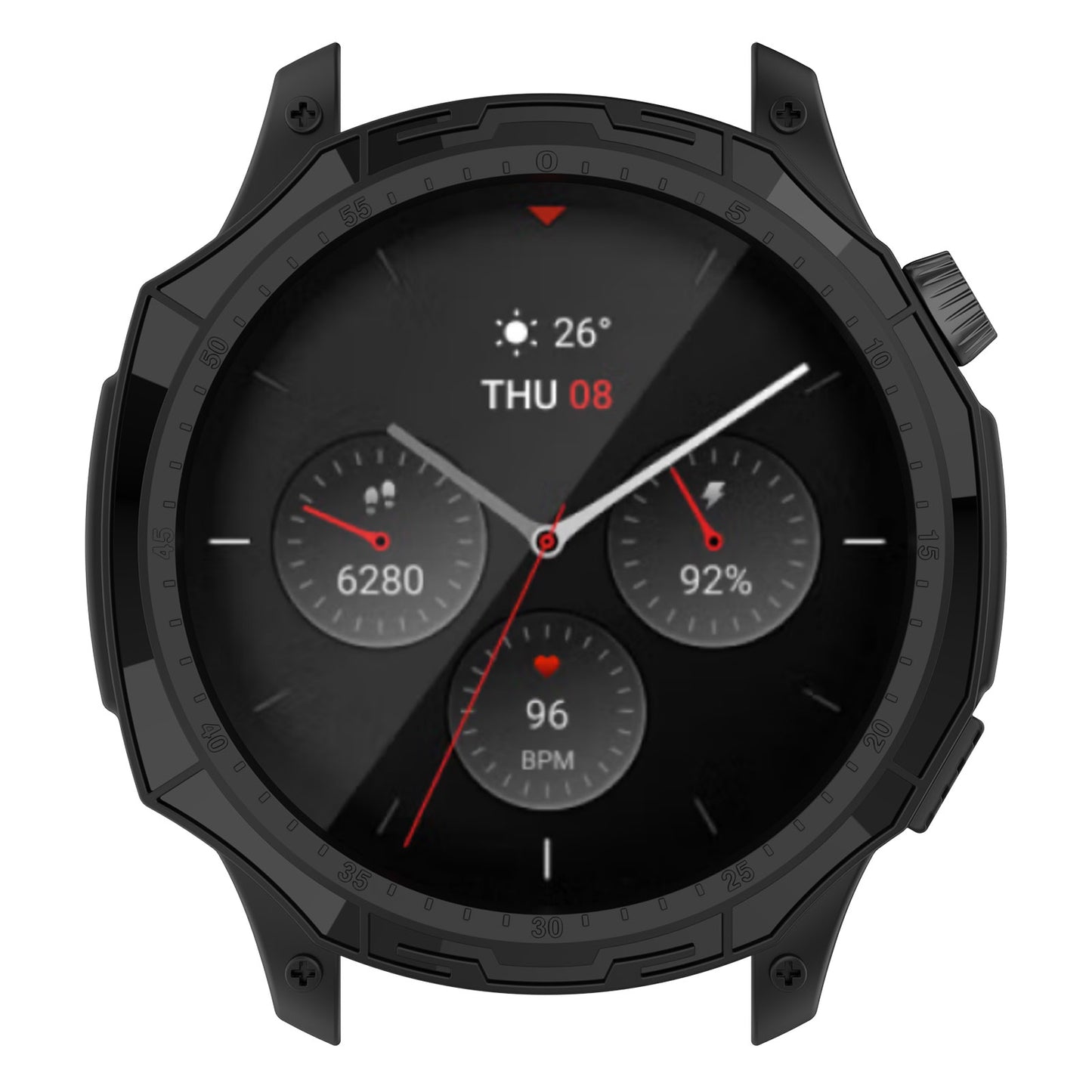 For Huami Amazfit GTR 4 46mm Rugged Protective Case Soft TPU Half Protective Bumper Frame Cover with Dial Plate