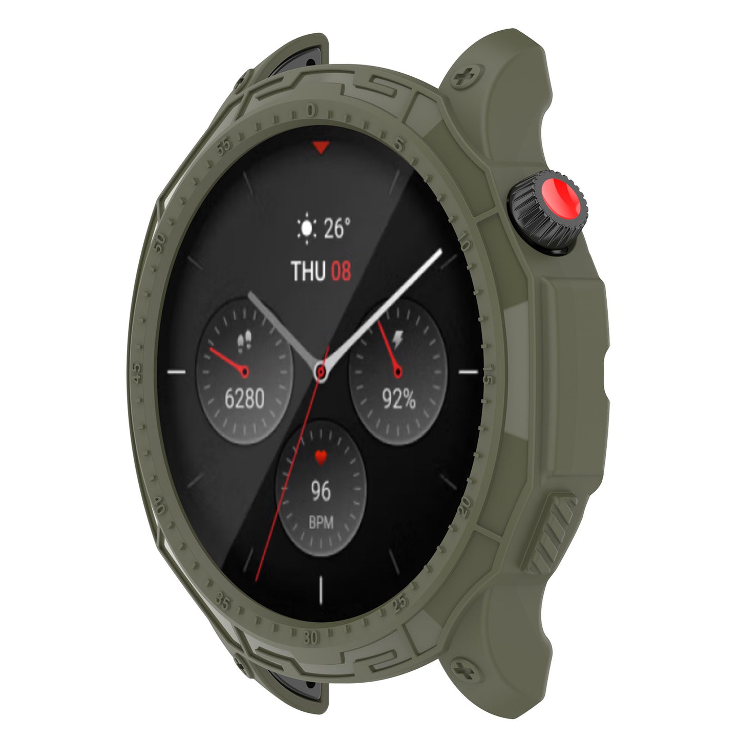 For Huami Amazfit GTR 4 46mm Rugged Protective Case Soft TPU Half Protective Bumper Frame Cover with Dial Plate