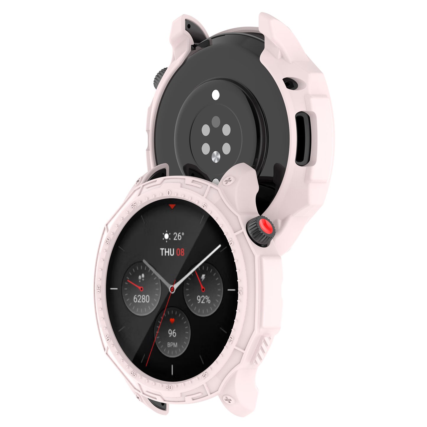 For Huami Amazfit GTR 4 46mm Rugged Protective Case Soft TPU Half Protective Bumper Frame Cover with Dial Plate